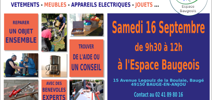 Repair Café de l'espace Baugeois, samedi 16 septembre 2023