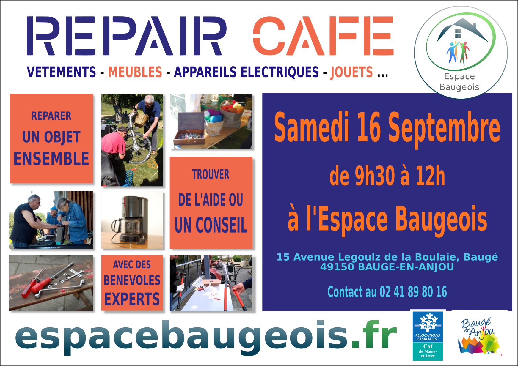 Repair Café de l'espace Baugeois, samedi 16 septembre 2023