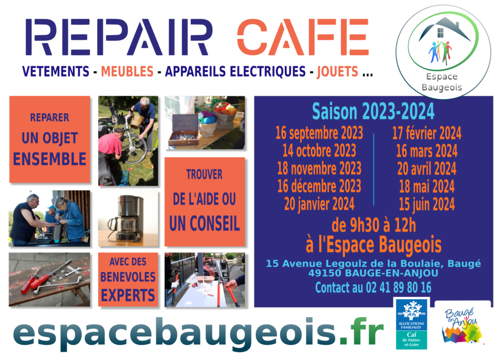 Repair Café de l'Espace Baugeois, à Baugé en Anjou, saison 2023-2024