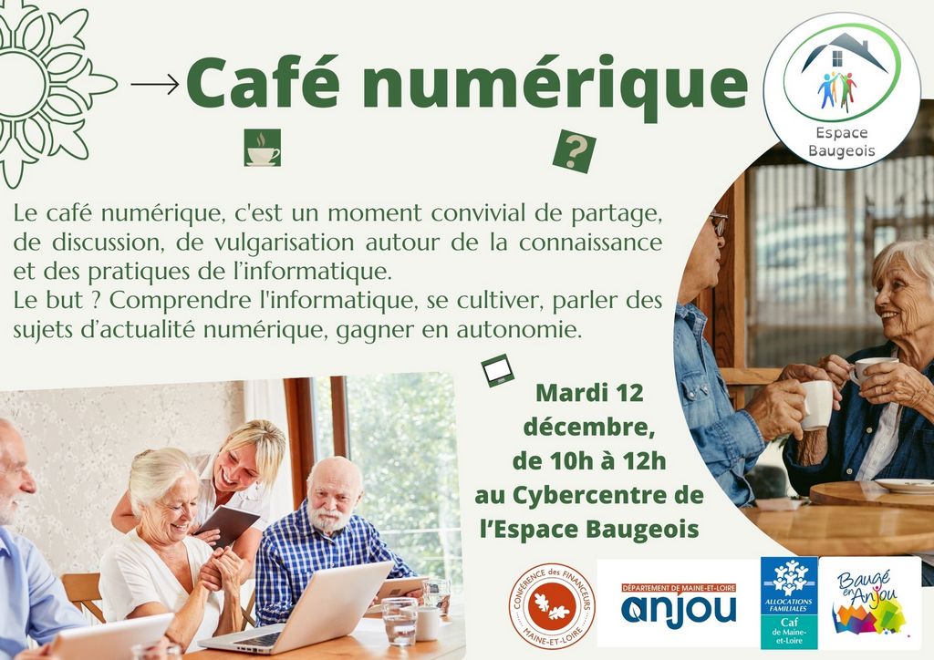 café numérique mardi 12 décembre, à l'Espace Baugeois