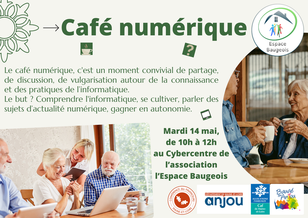 Café numérique, mardi 14 mai : un moment convivial où l'on partage la culture numérique.